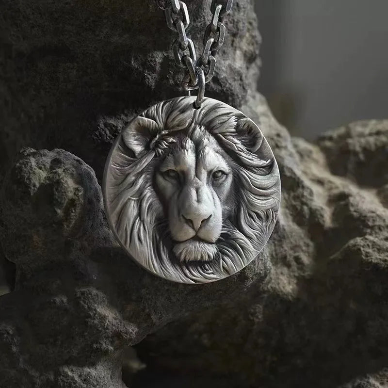 Ancient Israel - Three-dimensional Lion Head Pendant Necklace - Bricks Masons