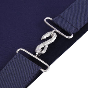 Assistant Secretary Blue Lodge Officer Apron - Dark Blue With Silver Hand Embroidery Bullion - Bricks Masons