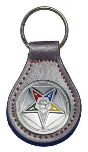 OES Keychain - Black & Brown Leather - Bricks Masons