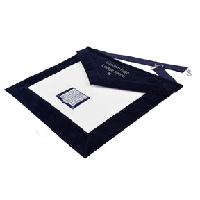 Chaplain Blue Lodge Officer Apron - Navy Velvet With Silver Embroidery Thread - Bricks Masons