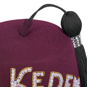 Daughters Of Sphinx Fez Hat - Burgundy Wool Rhinestones Letters - Bricks Masons