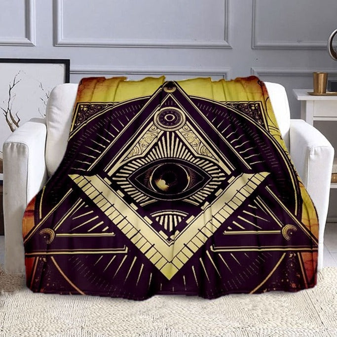 Eye Of Providence Blanket - Bronze & Green Color - Bricks Masons