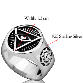Eye Of Providence Ring - Pyramid 925 Sterling Silver - Bricks Masons