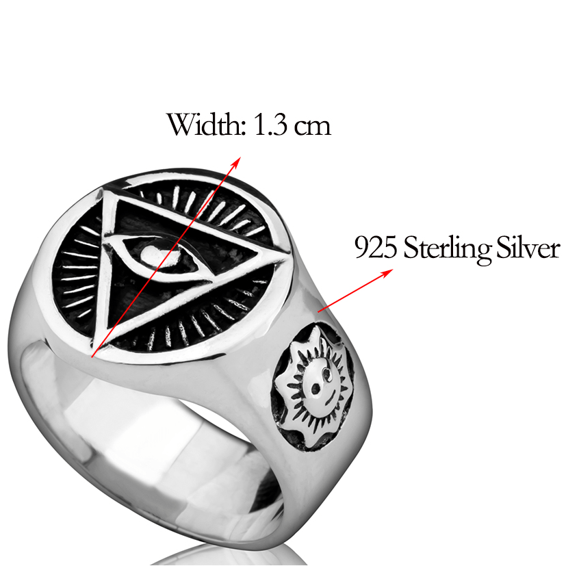 Eye Of Providence Ring - Pyramid 925 Sterling Silver - Bricks Masons
