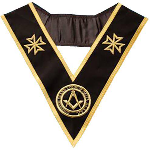 Grand Officers Malta Regulation Collar - Black Moire - Bricks Masons