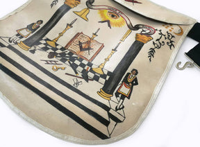 Hand-Painted Apron - 18th Century Inspired Lambskin - Bricks Masons