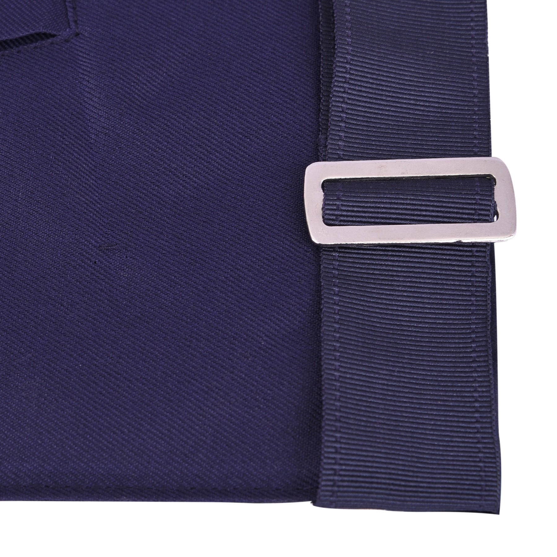 Historian Blue Lodge Officer Apron - Kenton Lodge Navy Velvet With Silver Embroidery Thread - Bricks Masons