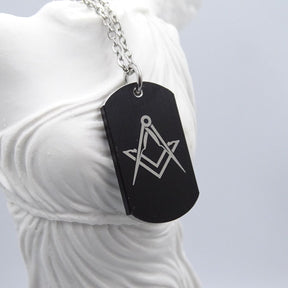 Master Mason Blue Lodge Necklace - Stainless Steel Chain Square & Compass - Bricks Masons
