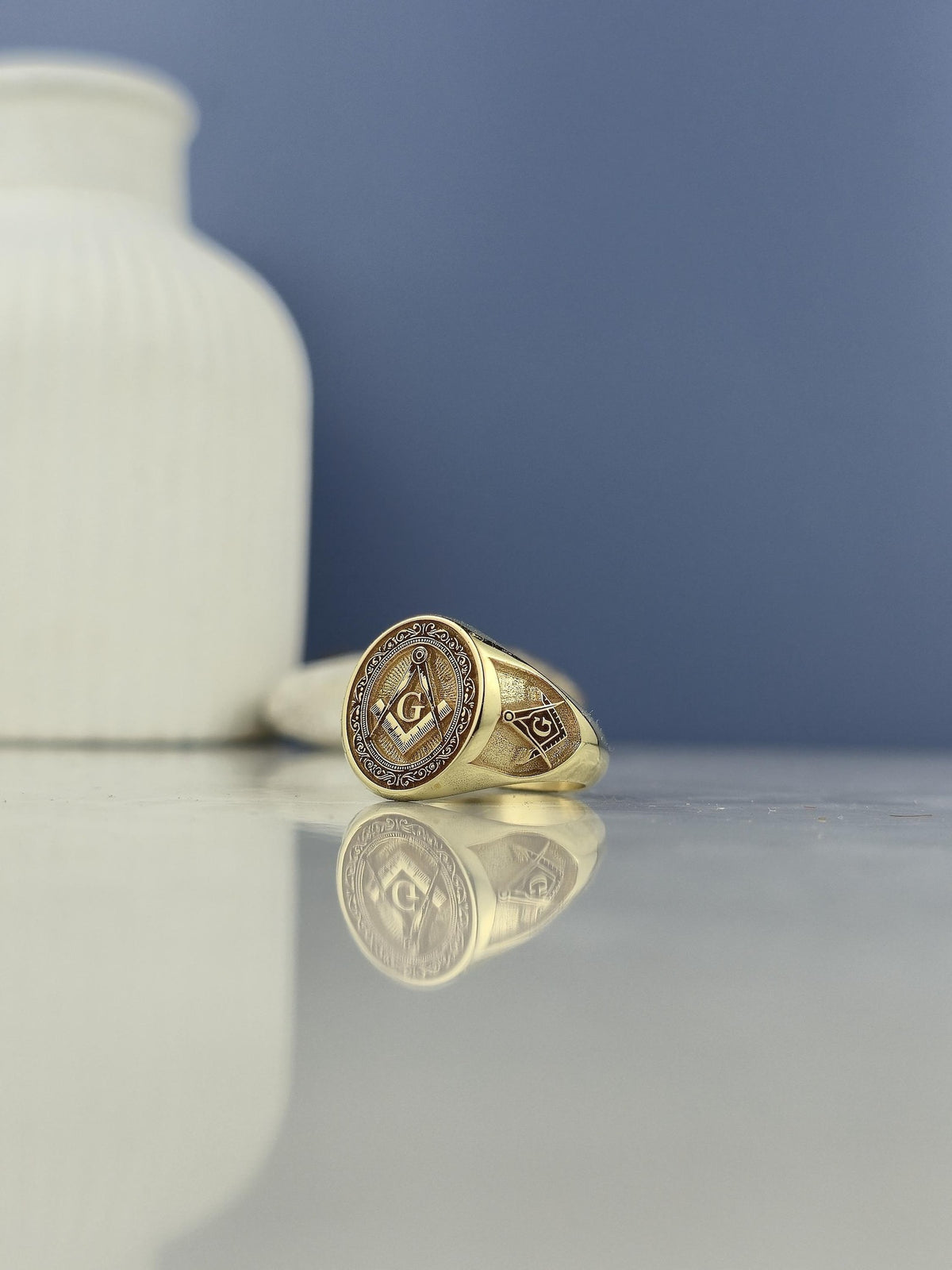 Master Mason Blue Lodge Ring - Square & Compass G with Eye of Providence - Bricks Masons