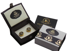 Master Mason Blue Lodge Cufflinks - 24k Gold Clad Luxury Set Gift Case - Bricks Masons