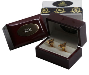 Master Mason Blue Lodge Cufflinks - Gold Personalised Luxury Set boxed Gifts - Bricks Masons