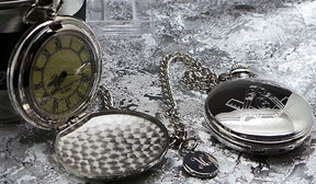 Master Mason Blue Lodge Pocket Watch - Custom Engraving Silver Chain - Bricks Masons