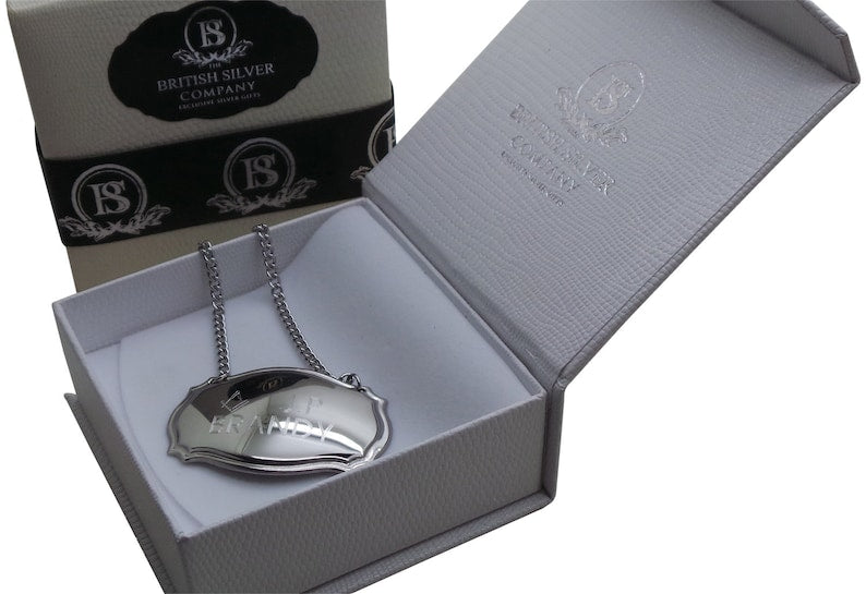 Master Mason Blue Lodge Bottle Tag Label - Engraved with Chain Silver - Bricks Masons