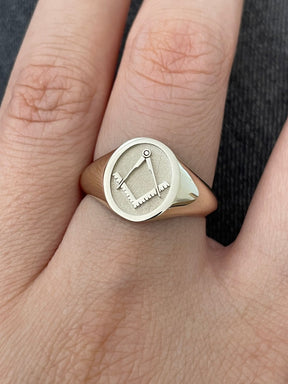 Master Mason Blue Lodge Ring - 18k Various Gold Colors & Sizes - Bricks Masons