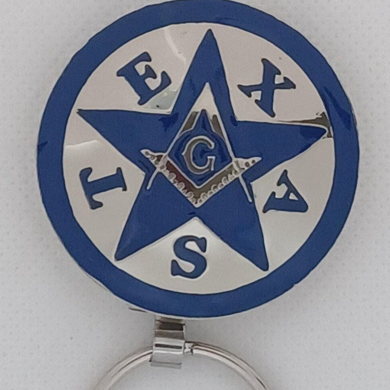 Master Mason Blue Lodge Keychain - Texas Silver & Blue Star - Bricks Masons