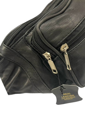 Master Mason Blue Lodge Waist Bag - Genuine Leather 24k Gold Clad Emblem - Bricks Masons