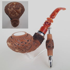 Master Mason Blue Lodge Meerschaum Pipe - Handmade with  Fitted Case & Tamper - Bricks Masons