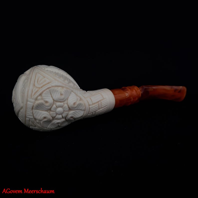 Master Mason Blue Lodge Meerschaum Pipe - Handmade With Square & Compass - Bricks Masons