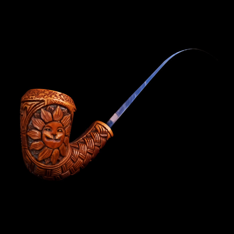 Eye of Providence Meerschaum Pipe - Handmade Eye & Sun Emblem - Bricks Masons