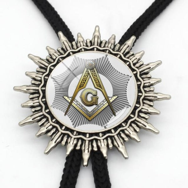 Master Mason Blue Lodge Bolo Tie - Square and Compass G - Bricks Masons