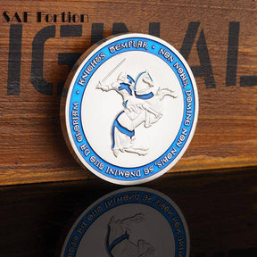 Knights Templar Commandery Coin - IN HOC SIGNO VINCES Light Blue - Bricks Masons