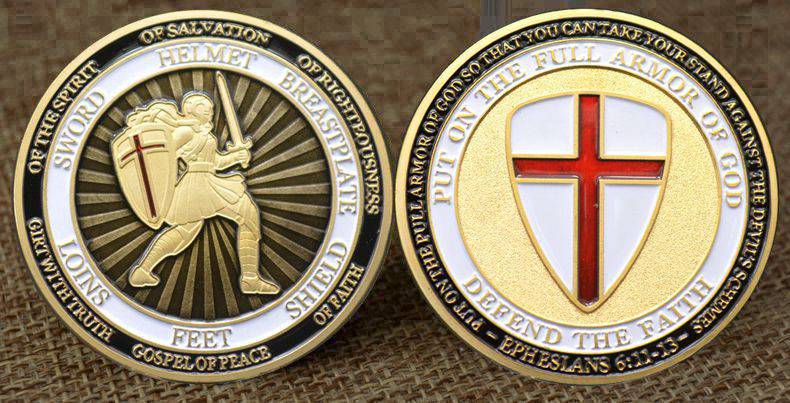 Knights Templar Coin - Put on The Full Armor of God Ephesians - Bricks Masons
