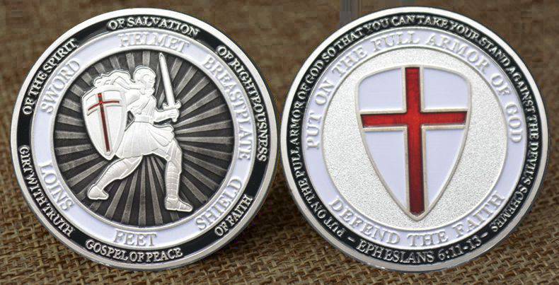 Knights Templar Coin - Put on The Full Armor of God Ephesians - Bricks Masons