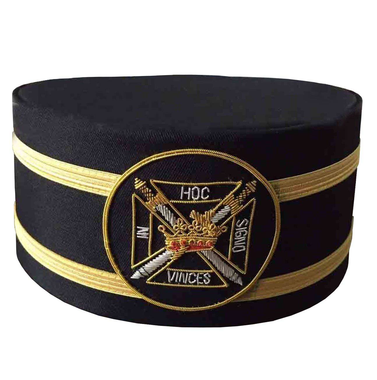 Knights Templar Crown Cap - Black Hand Embroidery - Bricks Masons