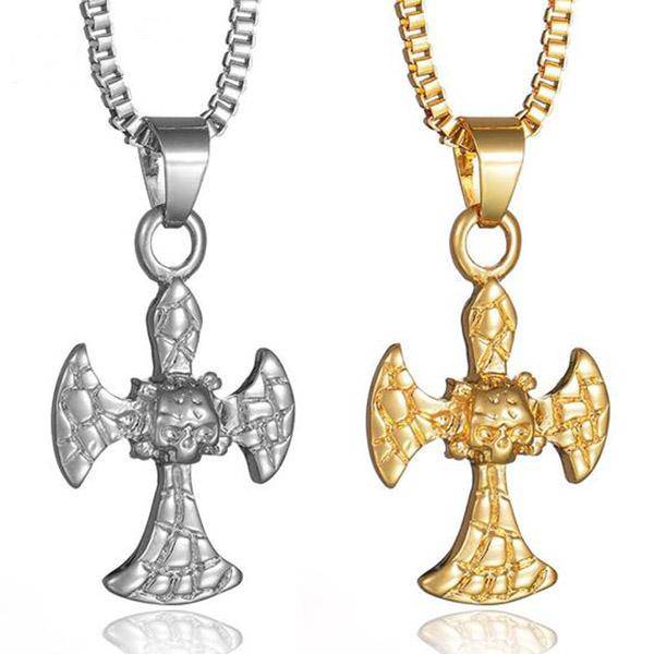 Knights Templar Necklace - Skull and Bones Cross - Bricks Masons