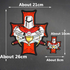 Knights Templar Patch - HANDMADE Holy Grail Christian Crusader Embroidered - Bricks Masons