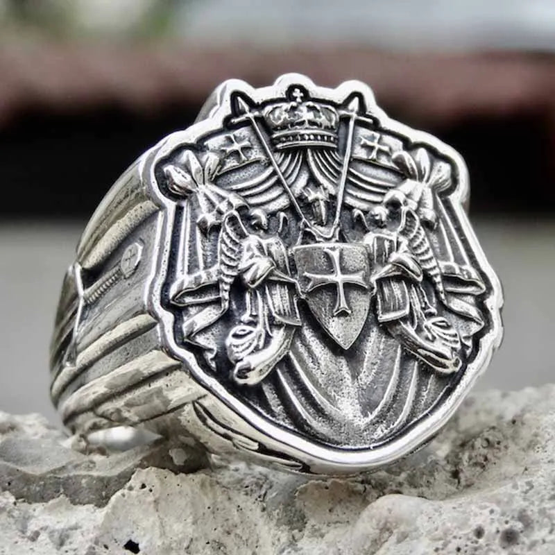 Knights Templar Ring - 16L Stainless Steel - Bricks Masons