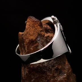 Knights Templar Ring - Black Shield Cross Sterling Silver - Bricks Masons