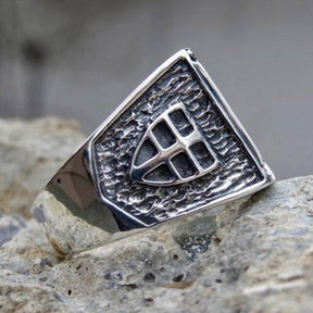 Knights Templar Ring - IN HOC SIGNO VINCES Silver Stainless Steel - Bricks Masons