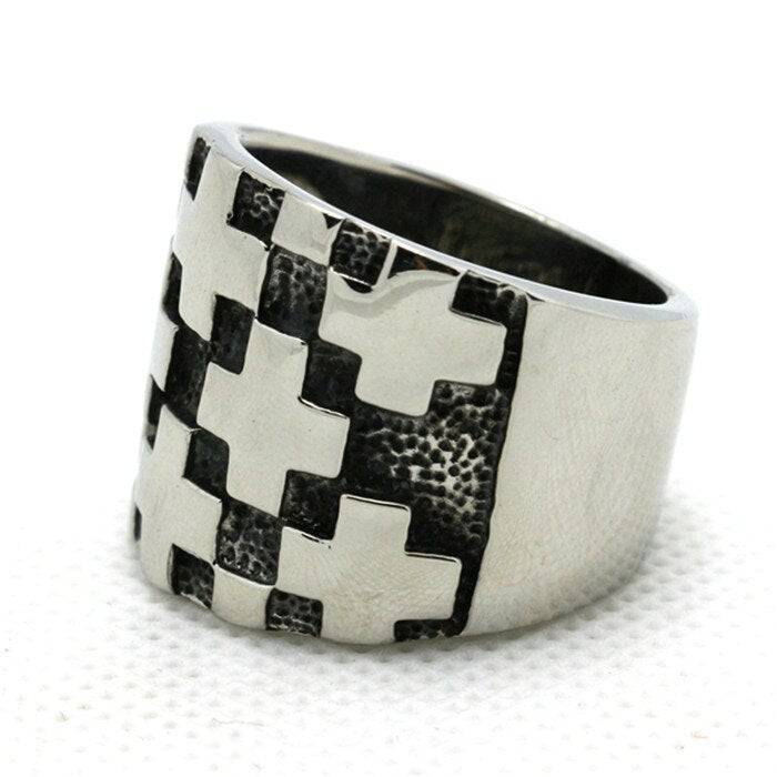 Knights Templar Ring - Medieval Cross Pattern - Bricks Masons