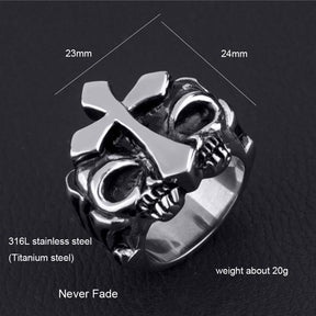 Knights Templar Ring - Medieval Motif Cross - Bricks Masons