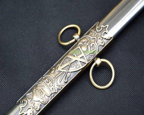 Knights Templar Sword - Brass Gold 38" - Bricks Masons