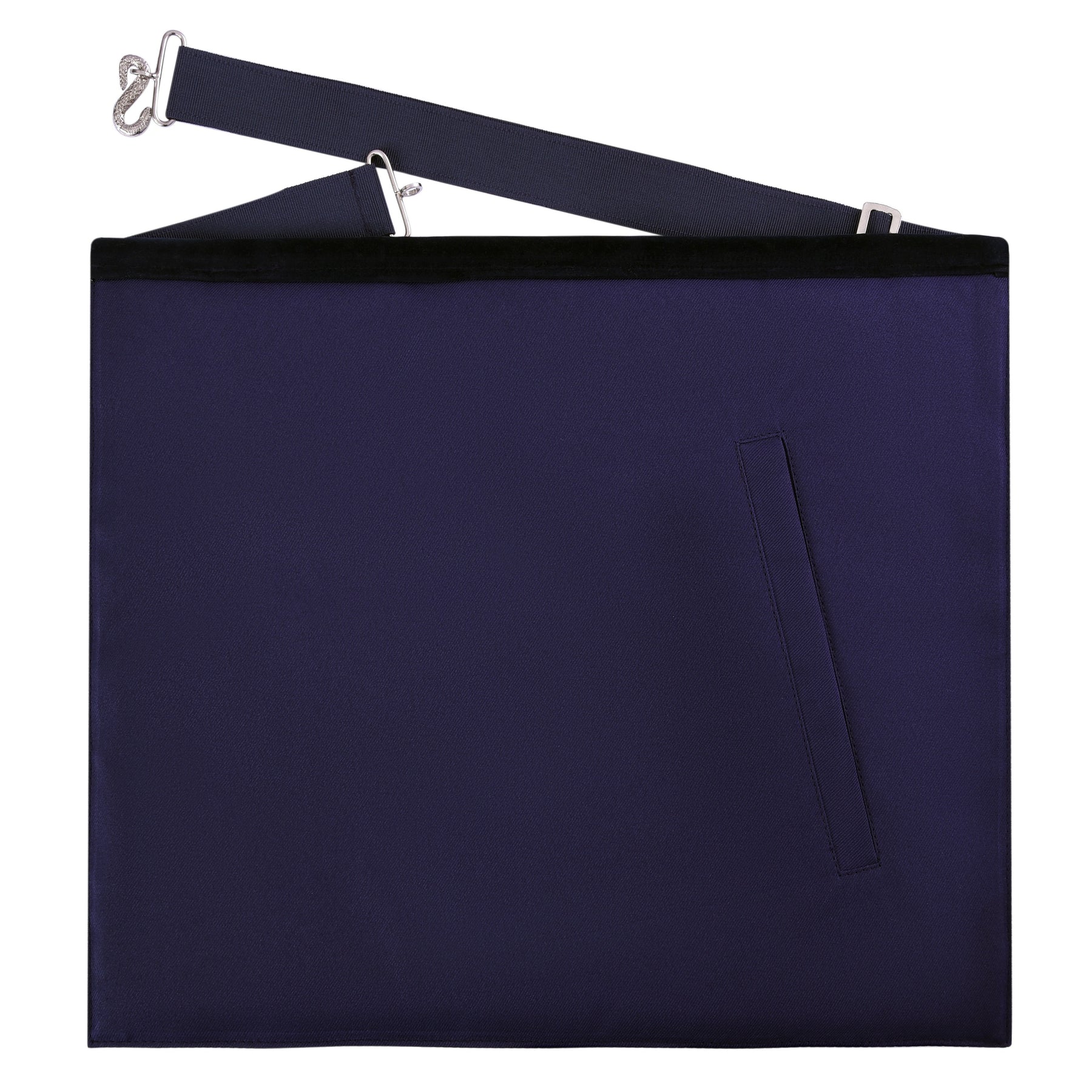 Marshal Blue Lodge Officer Apron - Kenton Lodge Navy Velvet With Silver Embroidery Thread - Bricks Masons