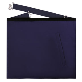 Marshal Blue Lodge Officer Apron - Kenton Lodge Navy Velvet With Silver Embroidery Thread - Bricks Masons