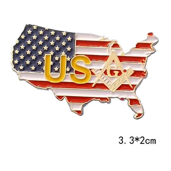 Master Mason Blue Lodge Lapel Pin - Variety of USA Scotland Denmark Japan Flags & Ribbons - Bricks Masons