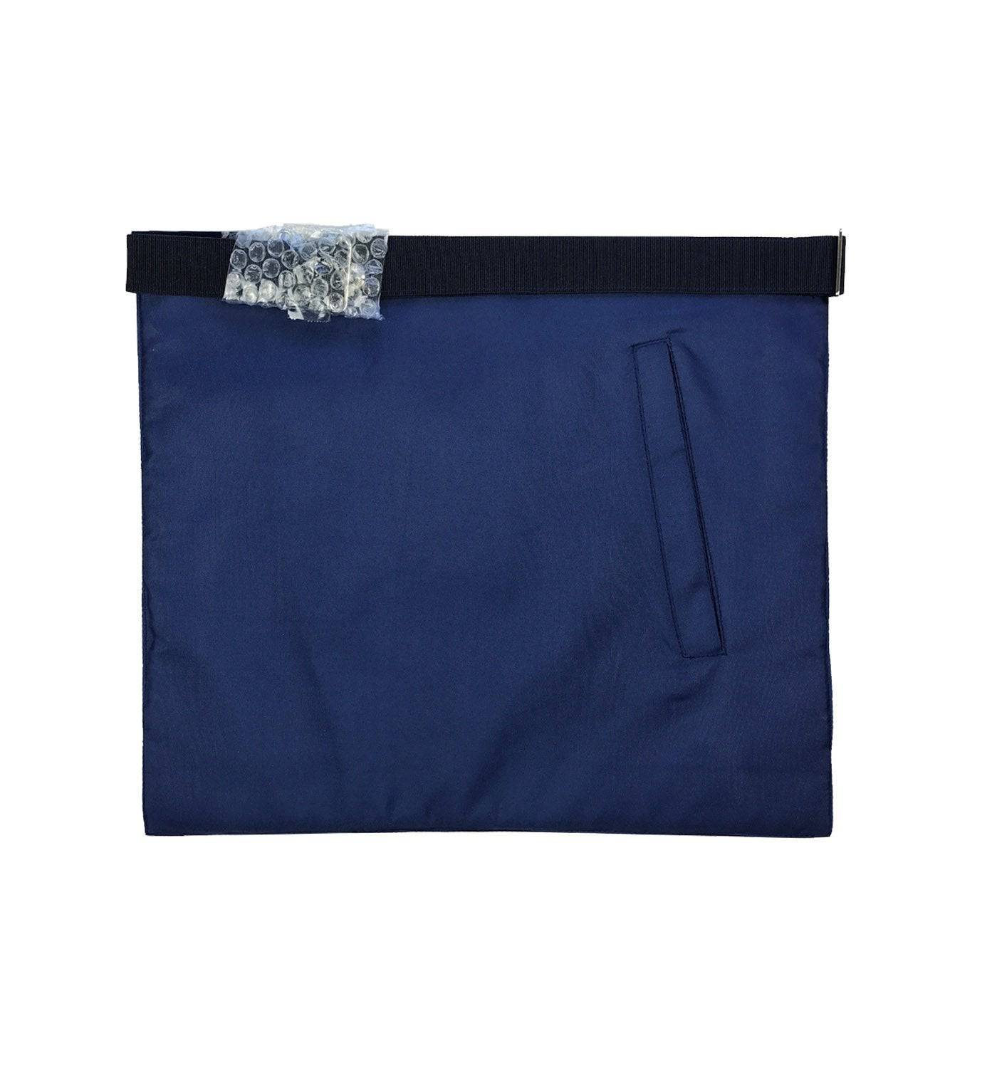 Master Mason Blue Lodge Apron - Blue Velvet with Silver Hand Embroidery - Bricks Masons