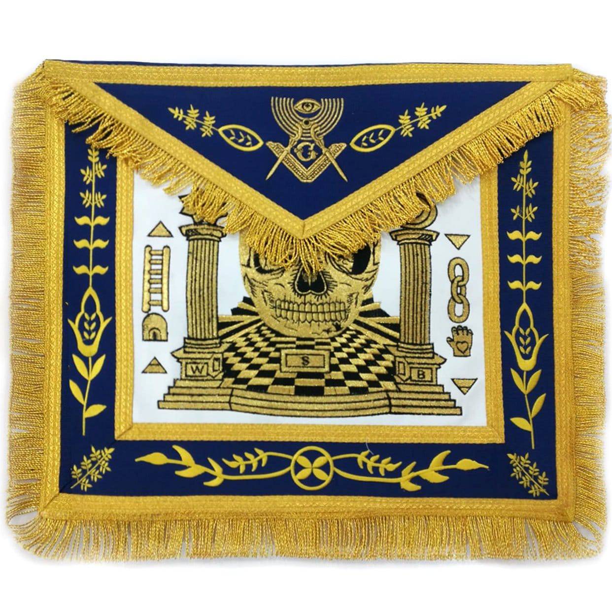 Master Mason Blue Lodge Apron - Gold Machine Embroidery - Bricks Masons