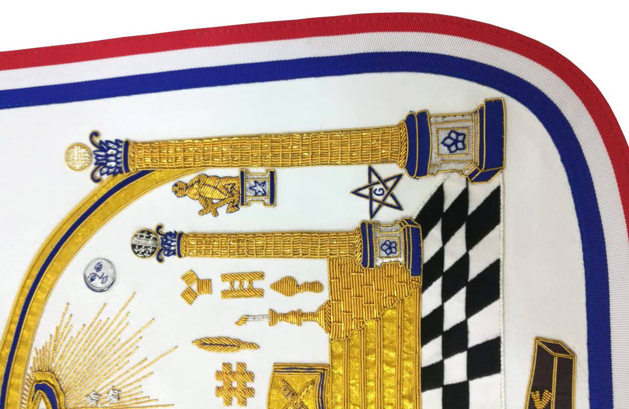 Master Mason Blue Lodge Apron - Hand Embroidered George Washington Masonic Apron - Bricks Masons