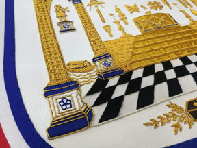 Master Mason Blue Lodge Apron - Hand Embroidered George Washington Masonic Apron - Bricks Masons