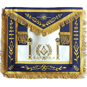 Master Mason Blue Lodge Apron - Navy Blue with Pillars - Bricks Masons