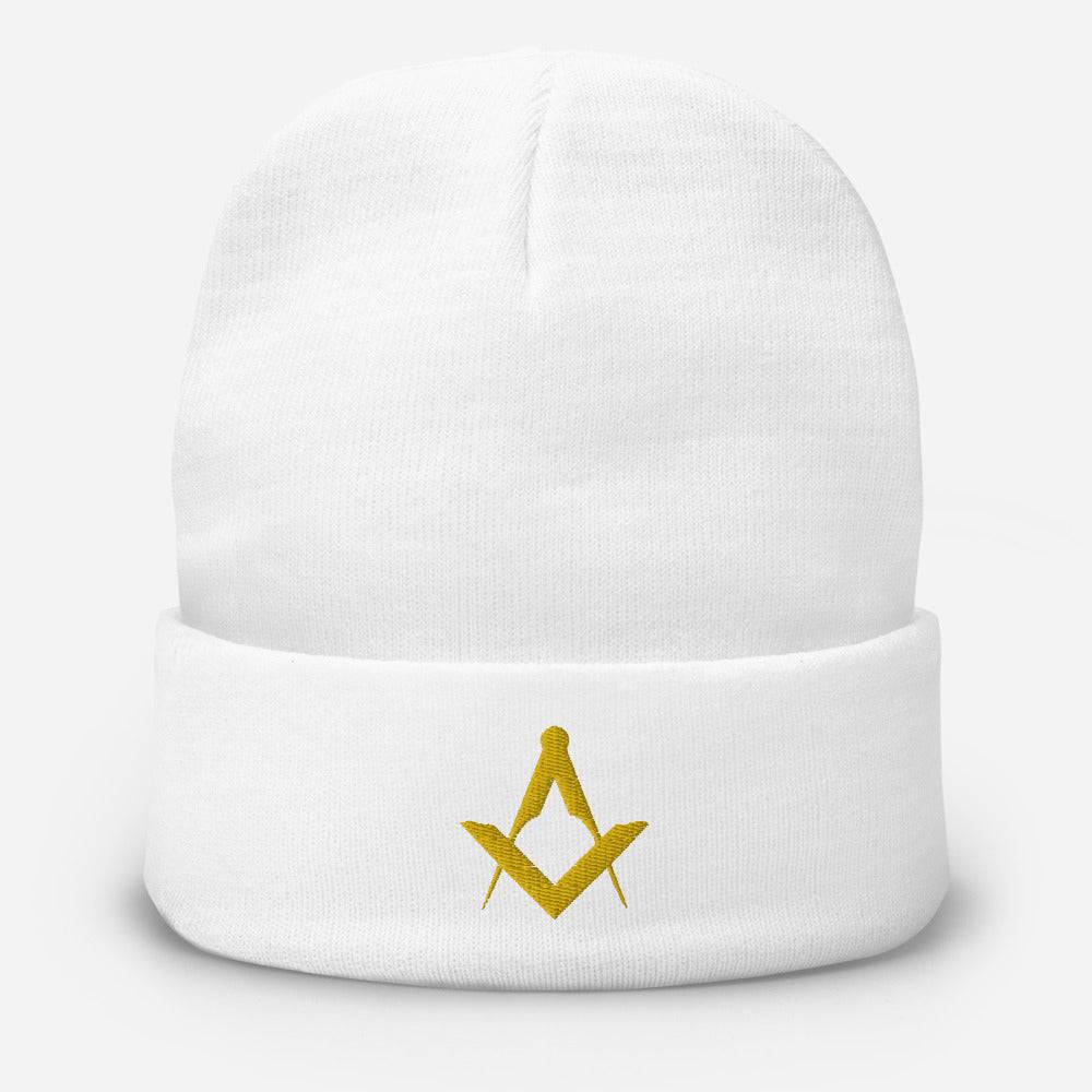 Master Mason Blue Lodge Beanie - Square and Compass Golden Embroidery - Bricks Masons