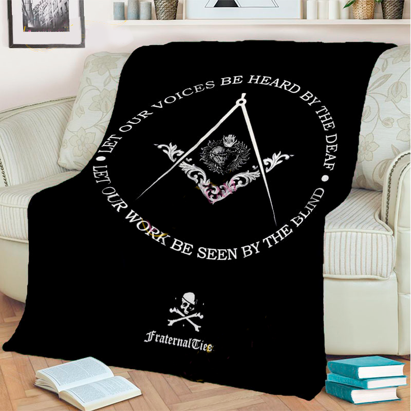 Master Mason Blue Lodge Blanket - 3D Printed Square and Compass G Flannel - Bricks Masons