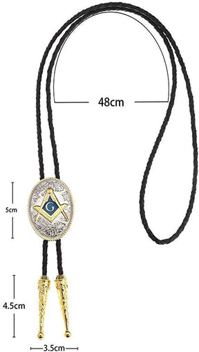 Master Mason Blue Lodge Bolo Tie - Square and Compass With G - Bricks Masons