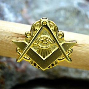 Master Mason Blue Lodge Button Cover - Gold - Bricks Masons