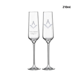 Master Mason Blue Lodge Champagne Flute - 2 Pieces Set - Bricks Masons