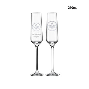 Master Mason Blue Lodge Champagne Flute - 2 Pieces Set - Bricks Masons